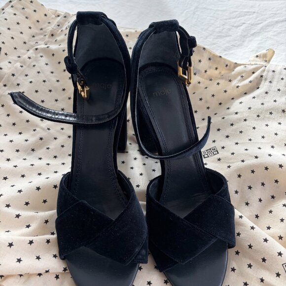 MAJE suede heels navy blue - Picture 2 of 4